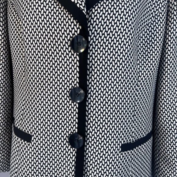 Kasper Separates Black White Abstract Geometric Single Breasted Blazer Size 14 - Picture 7 of 9
